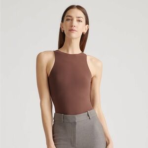 Quince Second Skin High Neck Bodysuit in Cocoa